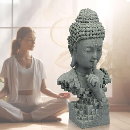 Meditating Buddha Zen Sculpture, Large Resin Desk Statue for Indoor Decor, Zen Meditation Figurine for Home Altar, Yoga Room, Peaceful Space