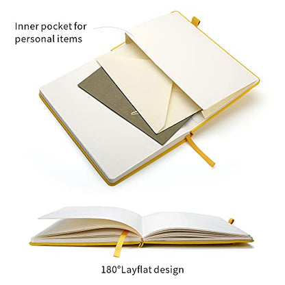 Lined Journal Notebooks with Pen Loop, Hardcover Notebook Journal for Work, 100Gsm Premium Thick Paper with Inner Pocket, Medium 5.7''''x8.4'''', ?Yellow, Ruled, 1 Pack - color: Yellow