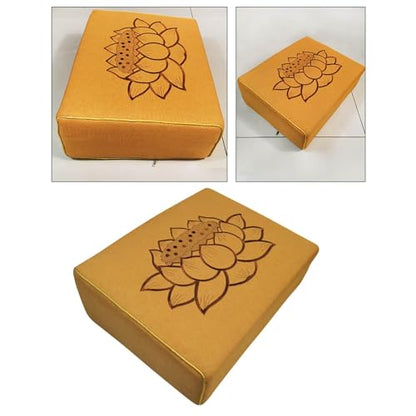 Meditation Pillow with Lotus Design for Yoga and Outdoor Activities, Yellow