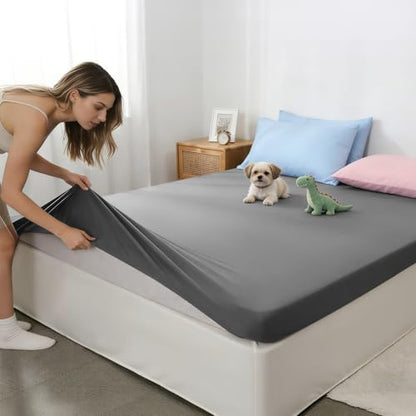 ZonLi Cooling Fitted Sheet for Tatami - 54"x80" Full Size, Tatami Mattress Cover, Crisp Breathable Fitted Sheet with Non-Slip Bands (Gray) - color: Grey-1, size: Full