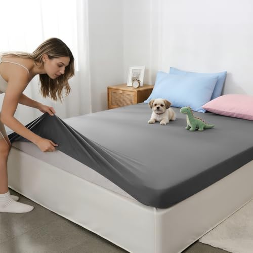 ZonLi Cooling Fitted Sheet for Tatami - 54"x80" Full Size, Tatami Mattress Cover, Crisp Breathable Fitted Sheet with Non-Slip Bands (Gray) - color: Grey-1, size: Full