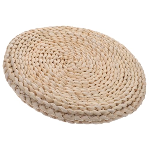 Healifty Woven Meditation Floor Mat Double-Layer 30x30cm Handmade Straw Cushion Thickened Tatami Seat Pad for Indoor Zen Sitting and Yoga