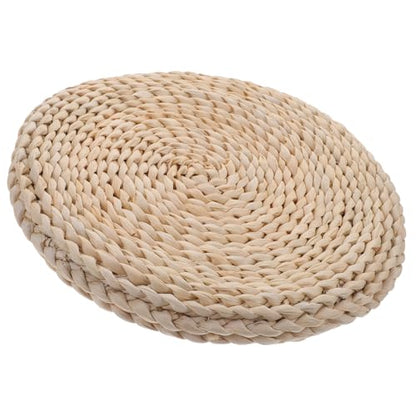 Healifty Woven Meditation Floor Mat Double-Layer 30x30cm Handmade Straw Cushion Thickened Tatami Seat Pad for Indoor Zen Sitting and Yoga