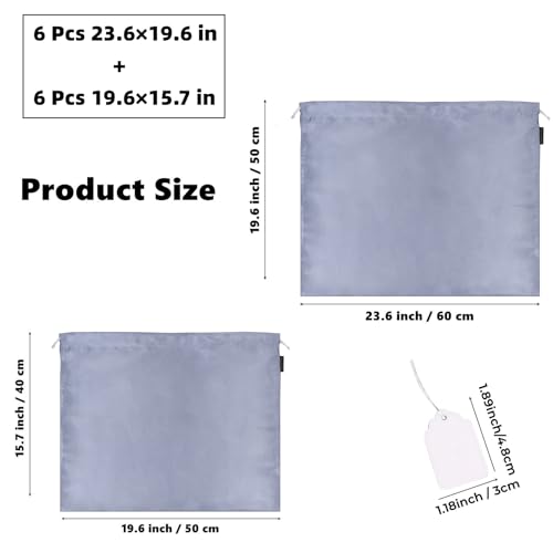 12 Pack Dust Bags for Handbags, Silk Cloth Bag With Drawstring Large Travel Storage Pouch for Handbag Purse Shoes Boots - color: 12 Pack Grey