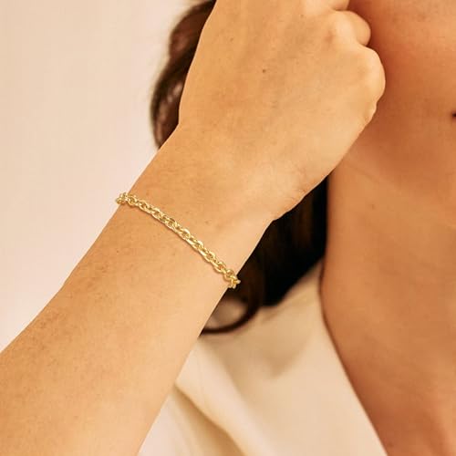 BENEIGE Gold Bracelets for Women 14k Gold Paperclip Bracelets Binding Bracelet, Adjustable Bracelets for Women Dainty Handmade Link Bracelet - color: circle