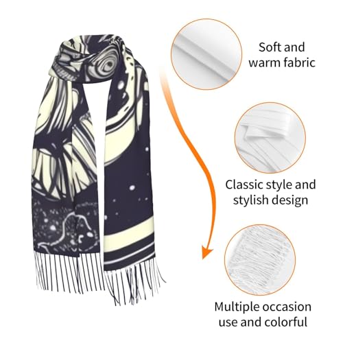 Astronaut Sitting in Yoga Chakra Scarf for Women Warm Soft Scarves Fashion Fringed Shawl Casual Tassel Blanket Scarf - color: Astronaut Sitting in Yoga Chakra