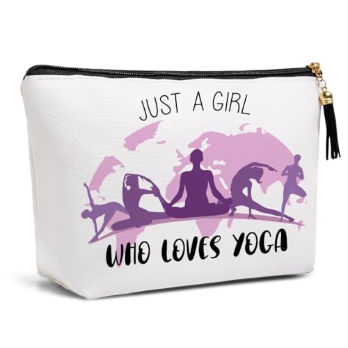 Yoga Gifts for Women Makeup Bag, Gifts for Yoga Loves, Funny Yoga Accessories Gifts for Women Sisters Besties Daughter Waterproof PU Leather Yoga Cosmetic Bag