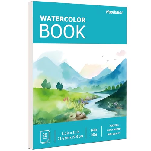 Hapikalor 8.5"x11" Watercolor Paper Pad, 1-Pack, 140lb/300gsm Artist Painting Drawing Paper Book, Art Supplies for Adults Kids, Watercolors, Watercolor Paint Set, Sketchbook, Journal, Teal - color: Teal, size: 8.5"x11" Pad