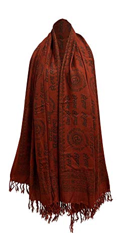 Yoga Om Hare Rama Hare Krishna Meditation Prayer Shawl Scarf Stole (Maroon)
