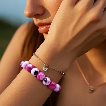 Natural Energy Healing Stone Charm Bracelet 8mm Natural Energy Healing Lava Rock Bracelet - Unisex - size: Small