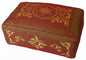 Rectangular Zafu Seat Meditation Cushion Buckwheat and Kapok Fill - Silkscreen Sacred Symbols (Saffron Vine Dharma Wheel) - color: Saffron Vine Dharma Wheel