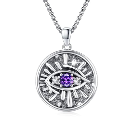 Evil Eye Necklace for Women 925 Sterling Silver, Protection Necklace with Blue Evil Eye Charm, Evil Eye/Lotus Pendant Jewelry, Birthday Christmas Gifts for Her - style: Blue Evil Eyes 09