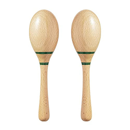Maracas Hand Percussion Rattles,Beech Wood Material Rumba Shakers with Clear and Professional Sounds Musical Instrument for Party,Games (Natural) - color: Natural