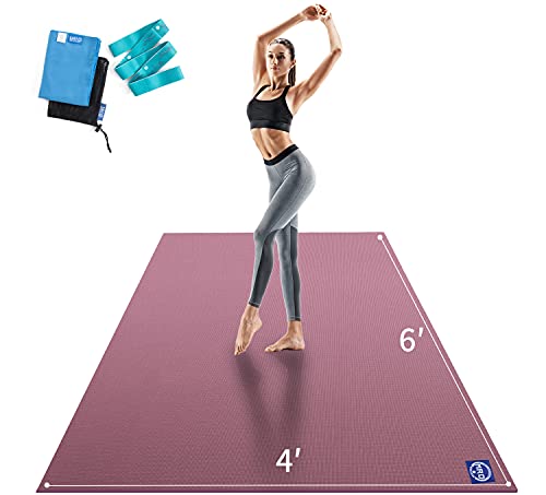 MRO Extra Large Yoga Mat, 12'x6'/9'x6'/7'x5'/6'x4' (9MM) Extra Wide and Thick Exercise Mats for Home Gym Workout, Non-Slip, Soft for Women and Men Fitness, Ideal for Barefoot Yoga, Pilates, stretching - color: Purple, size: 6*4 FT