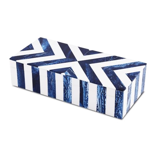 Handicrafts Home Decorative Storage Box 10x4.5 – Remote Control Holder, Jewelry Organizer, Modern Decorative Box with Lid, Boho Chic Home Décor Accent, Vintage Memory Box for Living Room Shelf Décor - color: CHEVRON BLUE, size: 10x4.5x2.5 inch
