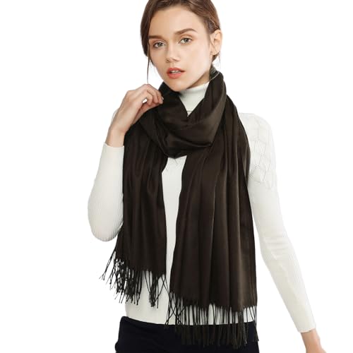 RIIQIICHY Women's Scarf Pashmina Shawls and Wraps for Evening Dress Bridesmaid Wedding Bridal Winter Warm Long Large Scarves - color: Caramel