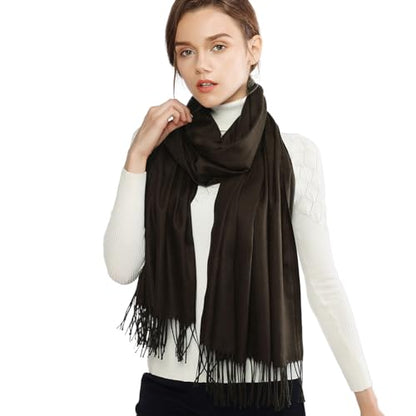 RIIQIICHY Women's Scarf Pashmina Shawls and Wraps for Evening Dress Bridesmaid Wedding Bridal Winter Warm Long Large Scarves - color: Caramel