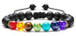 Men Women 8mm Lava Rock Beads Chakra Bracelet Braided Rope Natural Stone Yoga Bracelet Bangle - color: Matte Black Agate-21004