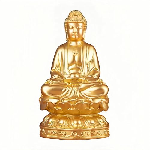 Resin Shakyamuni Buddha Statue – 6" (15cm) Handcrafted Sculpture with Serene Expression for Meditation, Home Altar & Spiritual Decor (Gold Color) - color: 6" Gold