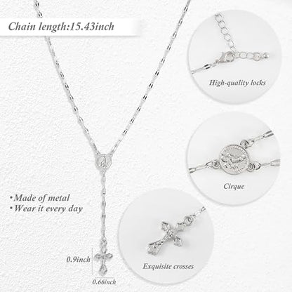 Double Cross Necklace Y2k Irregular Diamond Embedding Trend Hip Hop Fashion Retro Pendant Necklace