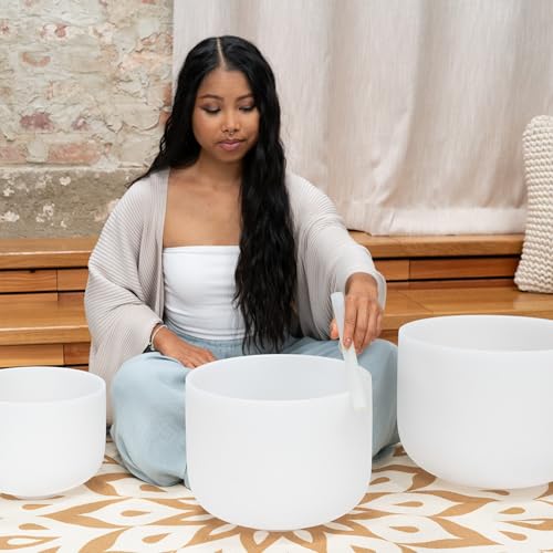 Meinl Sonic Energy Crystal Singing Bowl 3-pc Set with Mallets, High-purity Quartz — for Meditation, ASMR, Sound Therapy, Yoga - size: 10"/12"14", style: G4, E4, C4