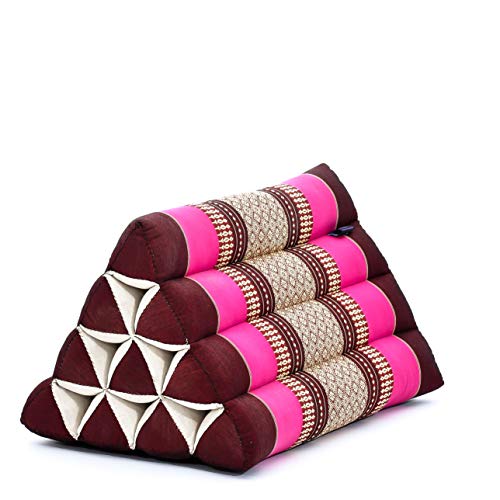 Leewadee Triangle Cushion – Comfortable Backrest for TV or Reading, Incline Pillow for Relaxing Made of Kapok, 20 x 13 x 13 inches, Auburn Pink - color: Sf29 - Auburn, Pink
