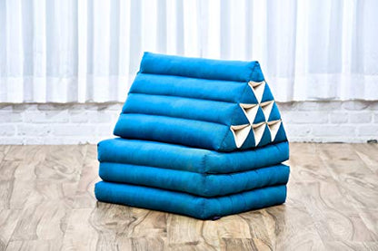 Leewadee 3-Fold Mat with Triangle Cushion – Comfortable TV Pillow, Foldable Mattress with Cushion Made of Eco-Friendly Kapok, 67 x 21 inches, Light Blue - color: Cl22 - Light Blue, size: 3 seating segments