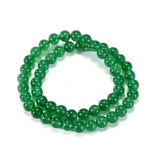 14in Agate Wrap Bracelet for Women Men Natural Round Beaded Agates Stone Healing Stretch Bracelets Elastic Handmade Polished Gemstone Beads Bracelet - color: Green Agate, size: 8mm Beads