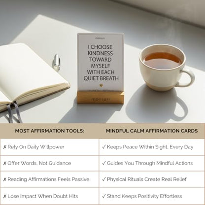 Mindful Affirmation Cards for Calm and Emotional Balance – 31 Calming & Positive Affirmation Cards with Breathing Rituals – Self Care Gifts for Women, Relaxing Items, Thinking of You Gifts for Friends - style: Mindful Affirmation Cards