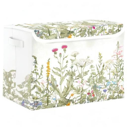 Kigai Collapsible Herbal Wildflowers Storage Basket with Lids and Handles,Storage Bins for Shelves Closet Bedroom,Office Storage