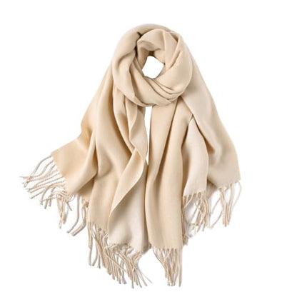 maamgic Womens Scarf Large Pashmina Shawls and Wraps Light Blanket Scarf for Evening Dress Warm Daily Travel Office - color: Cream and White