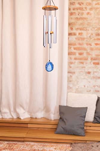 Blue Agate Meditation Chimes for Relaxing Sound Healing, 2-YEAR WARRANTY