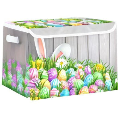senya Easter Baskets Collapsible Bins with Lids, Flowers Wood Boxes Clothes for Organizing - color: Easter 1