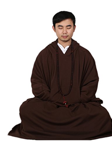 ZanYing Meditation Buddhist Hooded Cotton Cloak Winter Oversize Coat - color: Brown, size: X-Large