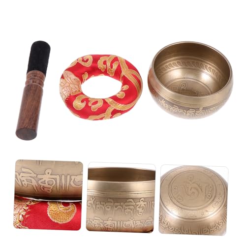 Handmade Singing Bowl Set Meditation Tool with Mallet and Gasket for Yoga Relaxation Music Therapy Portable Lightweight Sound Bowl for Mindfulness and Chakra Healing