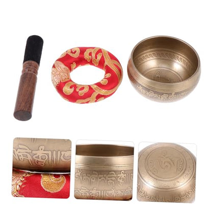 Handmade Singing Bowl Set Meditation Tool with Mallet and Gasket for Yoga Relaxation Music Therapy Portable Lightweight Sound Bowl for Mindfulness and Chakra Healing