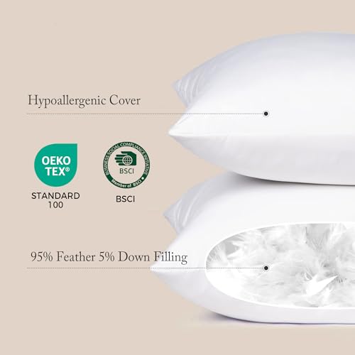 puredown® Lumbar Pillow Inserts 12 x 20 (Pack of 2, White), Filled with Feather and Down, Decorative Pillows for Couch, Home Decor - size: 12x20 Inch