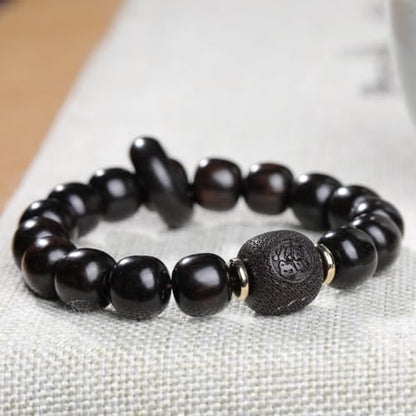Zen Dear Unisex Natural Ebony Wood Buddhist Prayer Bead Necklace Bracelet Tibetan Prayer Mala Beaded Black - style: 11mmx12mm 16barrel beads