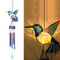 Taman Solar Wind Chime - Hummingbird Crack Glass Solar Light for Outside Waterproof Aluminum Tubes Decorative Memorial Gift, for Home, Outdoor, Yard, Patio,Garden Decor