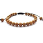 DOLON 6mm Round Stone Bead Braided Bracelet - color: Wood Grain Stone Bracelet