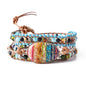 YGLINE Boho Handmade Natural Stone Wrap Bracelets Jasper Crystal Beads Bracelet Jewelry - color: multi color