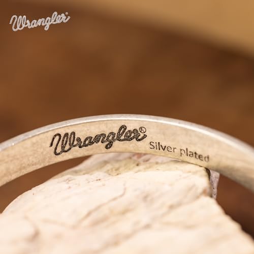 Montana West Wrangler Cuff Bracelet for Women Western Turquoise Adjustable Open Bangle Silver Plated Carved Floral Cowgirl Country Jewelry - color: Silver-White