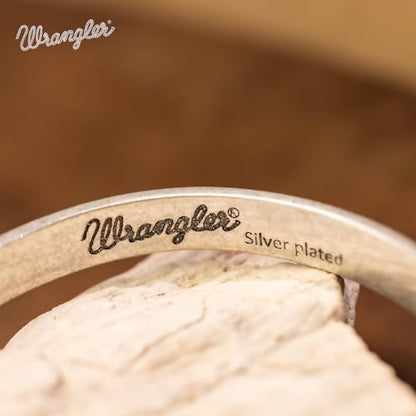 Montana West Wrangler Cuff Bracelet for Women Western Turquoise Adjustable Open Bangle Silver Plated Carved Floral Cowgirl Country Jewelry - color: Silver-White