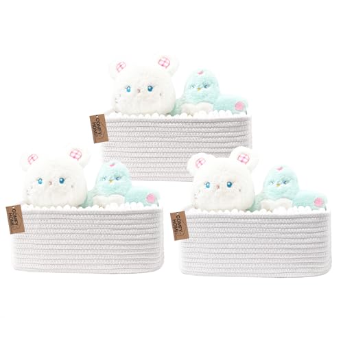 COMFY-HOMI 11.5"x7.5"x4.7" Storage Baskets for Organizing | Cotton Rope Woven Basket | Toy Storage Bin Box | Basket for Shelves, Closet Organizer Bin, Decorative Closet Shelf, 3 Pack, All white - color: all white, size: 11.5"x7.5"x4.7"