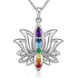 Chakra Necklaces for Women Lotus Flower Necklace Sterling Silver Mandala Yoga Lotus Pendant 7 Chakra Jewelry Gifts