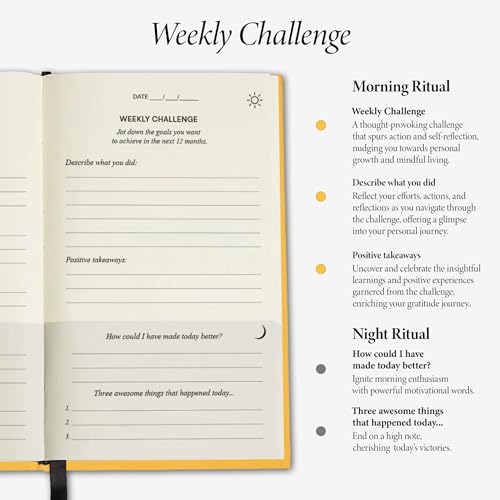 The Original Gratitude Journal 2026 with Inspiring Quotes & Mindful Prompts for Happiness and Positive Mindset - Notebook for Affirmation, Reflection & Optimism - Premium Hardcover Yellow - color: Sunshine Yellow