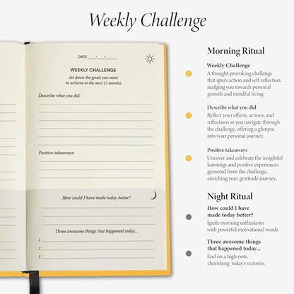 The Original Gratitude Journal 2026 with Inspiring Quotes & Mindful Prompts for Happiness and Positive Mindset - Notebook for Affirmation, Reflection & Optimism - Premium Hardcover Yellow - color: Sunshine Yellow