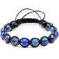 ElisaJewelryArt - Natural Black Onyx Beaded Bracelet Genuine Gemstone Strenght Crystal Macrame Bracelet Unisex Bracelet - color: Lapis Lazuli, size: MEN