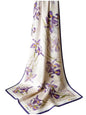 100% Mulberry Silk Oversized Women’s Sun-Shielding Shawl Formal Evening Neckwear Featherlight Airy - color: N13-violet Bloom Scarf（69" X 21"inch）