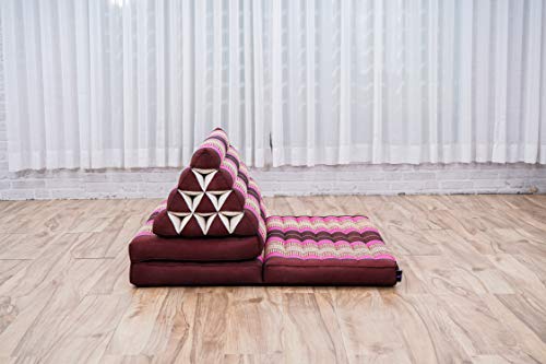 Leewadee 3-Fold Mat XXL with Triangle Cushion – Firm TV Pillow, Foldable Mattress with Cushion Made of Kapok, 67 x 31 inches, Auburn Pink - color: Sf29 - Auburn, Pink, size: 3 seating segments XL